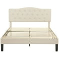 thumbnail image 6 of VECELO Queen Upholstered Platform Bed Frame with Diamond Tufted Adjustable Headboard, Wooden Slats Support, No Box Spring Needed, Beige, 6 of 8