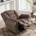 thumbnail image 2 of Bonzy Home Manual Swivel Rocker Recliner Chair, Fabric Upholstered Reclining Sofa Chair for Living Room, Brown, 2 of 7