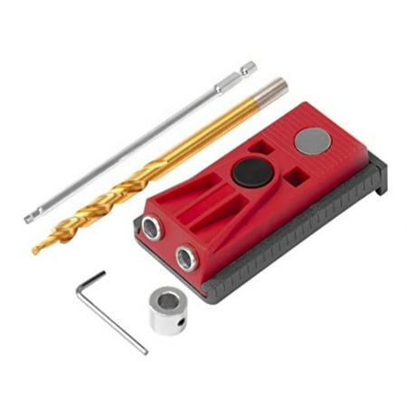 

Retrok Pocket Hole Jig Adjustable Punch Locator Inclined Hole Drill Guide Kit High Precision Durable Drill Punch Positioner Carpenter DIY Joinery Work Woodworking Tool