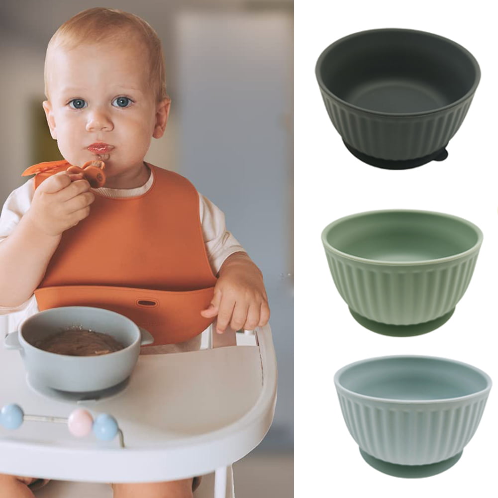 WeeSprout Silicone Suction Bowls for Babies Leakproof Premium Plastic Lids Durable for Babies & Toddlers Extra Strong