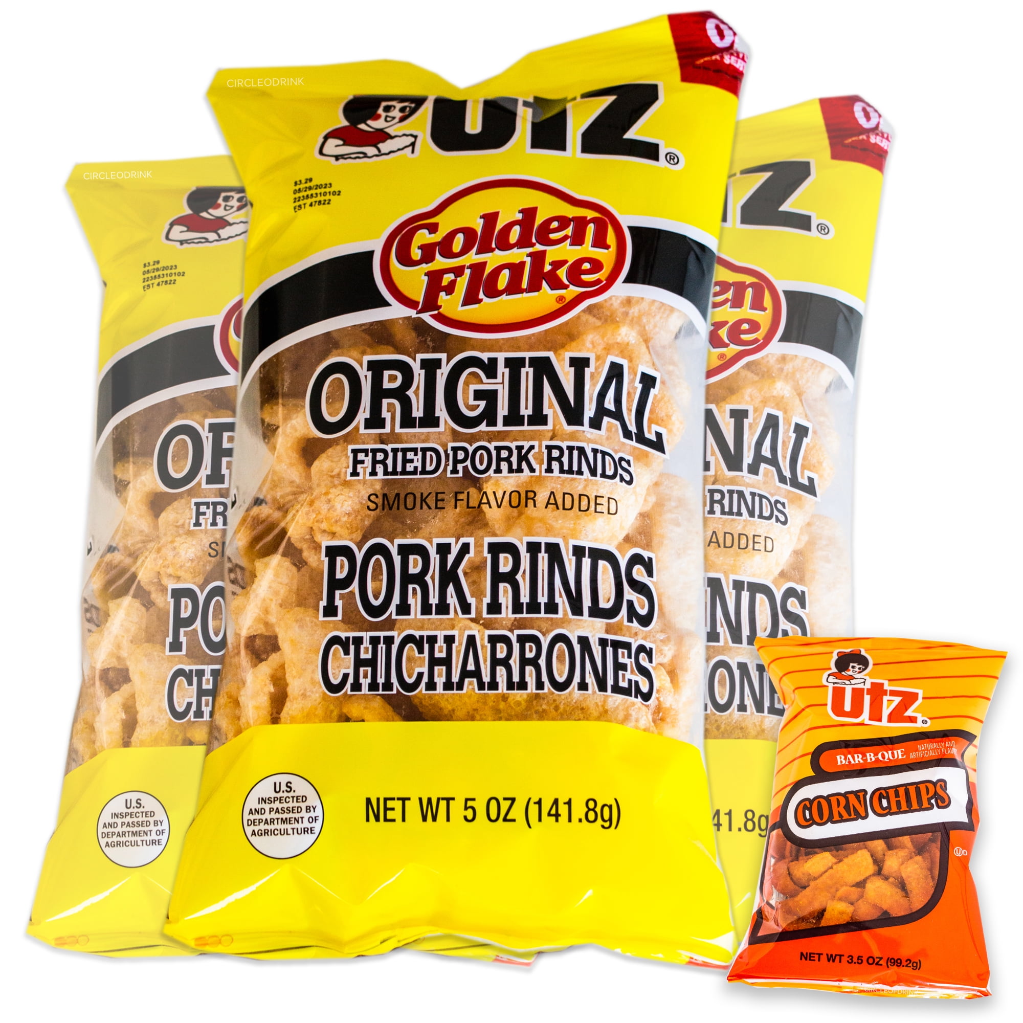 Utz Original Pork Rinds (3, 5oz bags) Variety Pack Light and Airy
