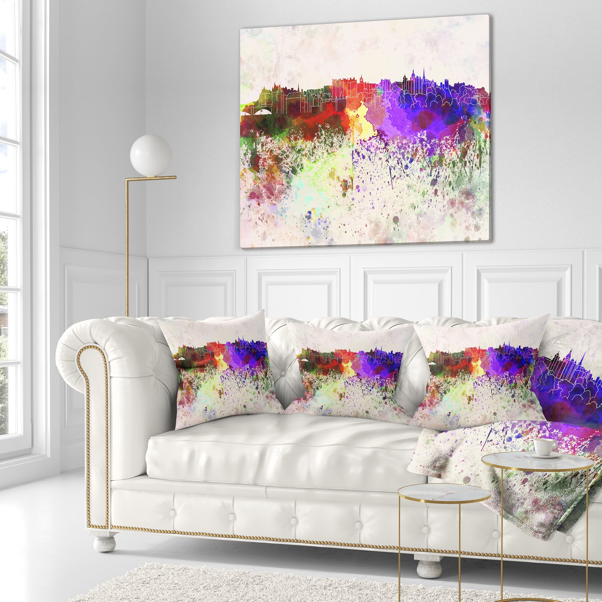 Designart Edinburgh Skyline - Cityscape Throw Pillow - 18x18
