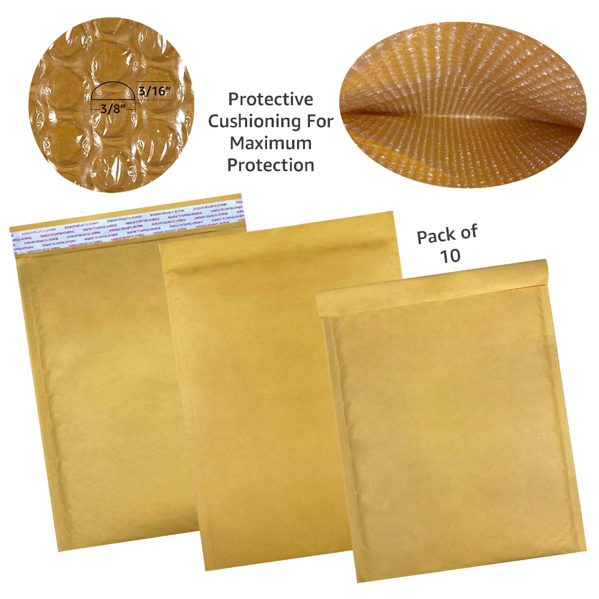 StarBoxes 10 Kraft Bubble Mailers 9.5x14.5" - #4 Self-Seal Padded Envelopes