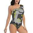 thumbnail image 3 of Haiem Cute Dinosaur Women's One Piece Swimsuits Tummy Control One Shoulder Bathing Suits Ruffle Swimwear-XX-Large, 3 of 8