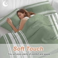 thumbnail image 5 of Dark Sage Green Bedding 3 Piece Duvet Cover Set Queen Size, Farmhouse Sage Green White Striped Soft Microfiber Comforter Cover with Zipper Closure & Pillowcases, Wrinkle & FadeResistant Quilt Cover, 5 of 9