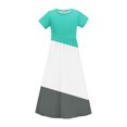 thumbnail image 4 of Ndbuld Tween Girls Elegant Dresses Kids Summer Solid Ruffle Sleeve Dress Toddler Kids Girls Cute Color Block Print Short Sleeve Stretchy Pocket Dress A Line Long Dress ,13 Years,Green, 4 of 9