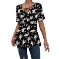 thumbnail image 3 of a.Jesdani Womens Plus Size Tops Short Sleeve Casual V Neck Criss Cross Blouse Tunic M-4X, 3 of 5
