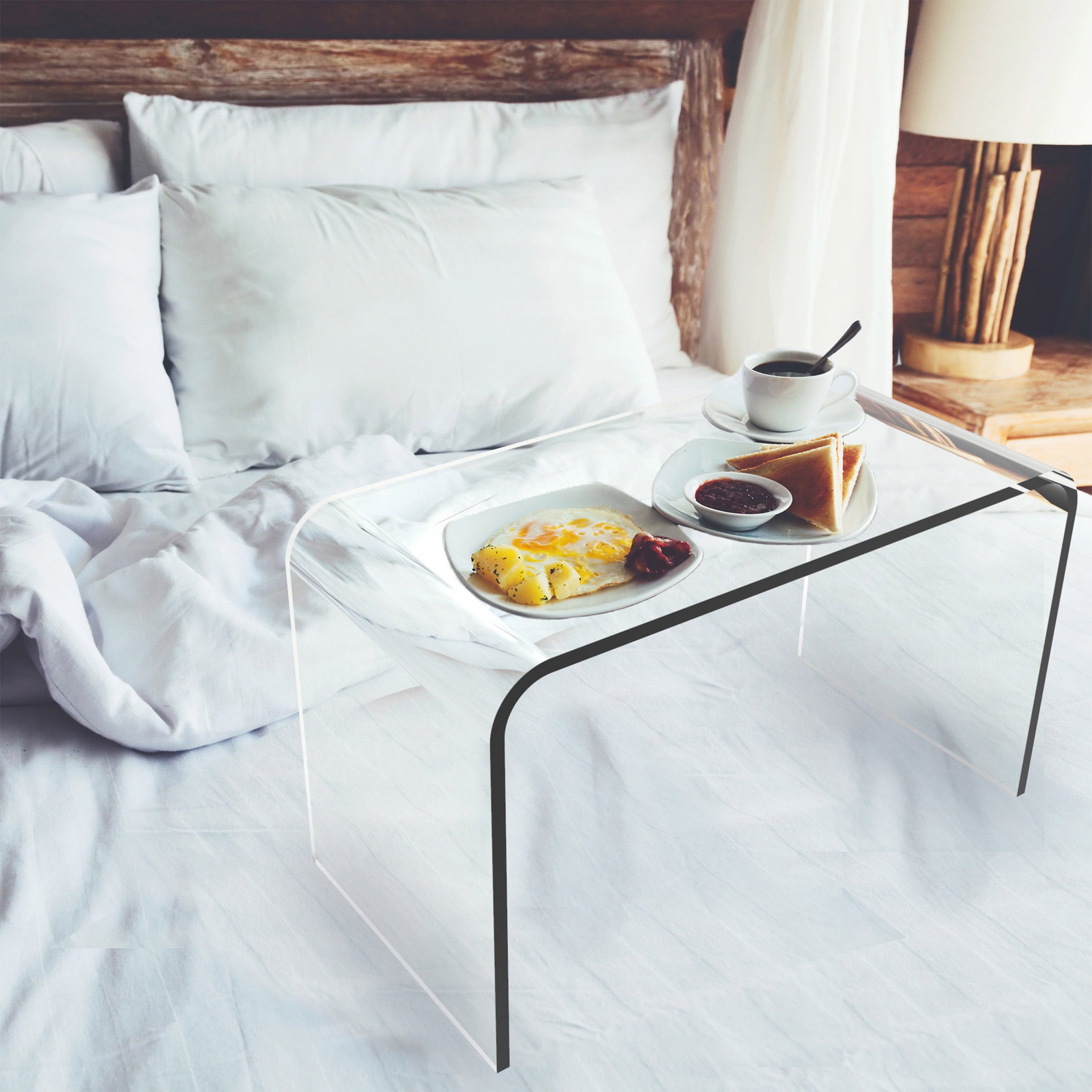 Lavish Home Acrylic Side Table, Multipurpose C Shaped End Table, Laptop Lap Desk, Modern Acrylic Furniture for Living Room, Bedroom and Office