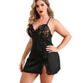 thumbnail image 2 of Avidlove Women's Lingerie Plus Size Chemise Floral Sexy Mesh Sleepwear Dark Black X-Large, 2 of 6