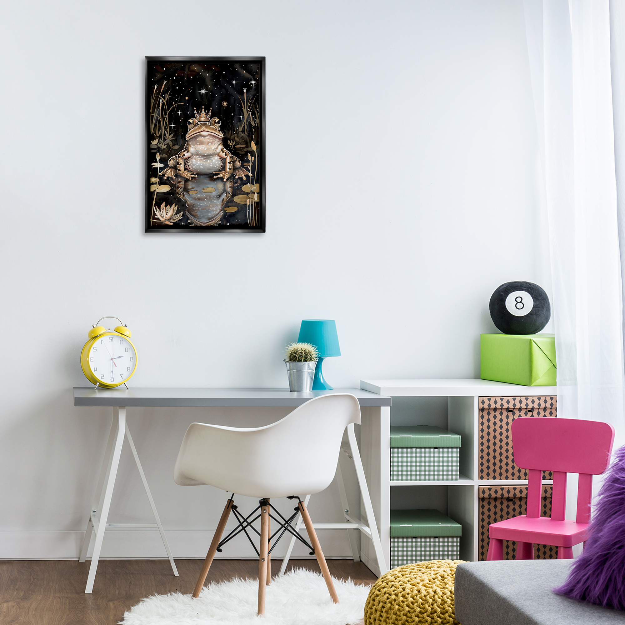 Stupell Industries Regal Toad at Night Animals & Insects Painting Black Floater Framed Art Print Wall Art, 17 x 25