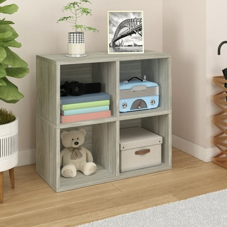 UPC: 0819767016731 | WAY BASICS Quartet 4 Cubby Bookcase – Cube Shelf Organizer (12 x 26.4 x 24.8)  Aspen Grey