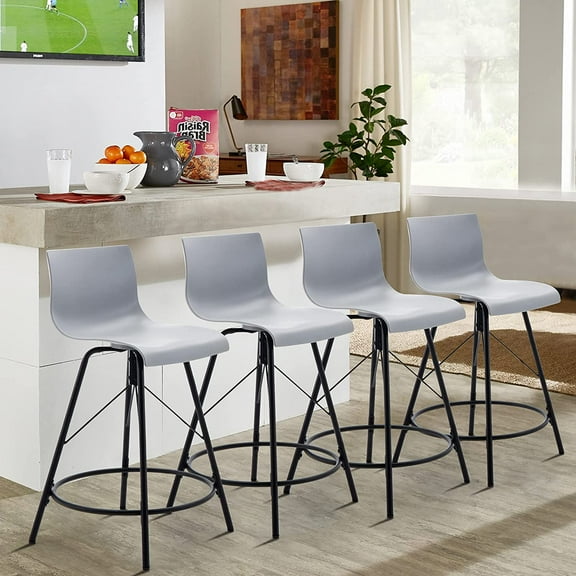 annjoe Swivel Bar Stools Metal Counter Height Stools Plastic Seat Chairs Set of 4 for Indoor Outdoor Home Kitchen Business (24" Gray)