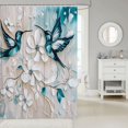 thumbnail image 2 of Erosebridal Hummingbird Bathroom Curtain 72x78,White Flower Bathroom Decor,Oil Painting Room Decorative, 2 of 5
