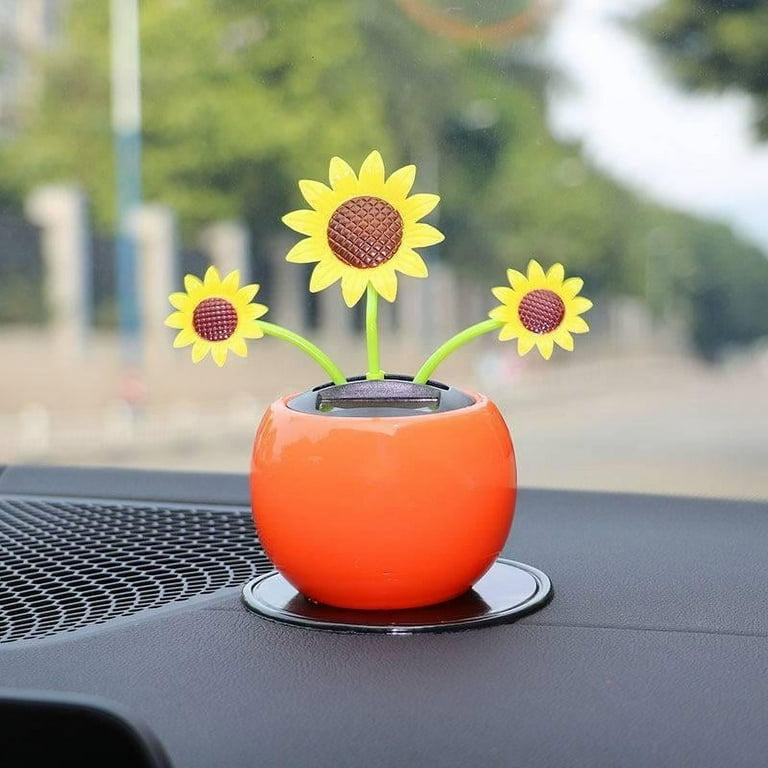Sunflower Car Accessories Dashboard Decorations Crochet Smiley