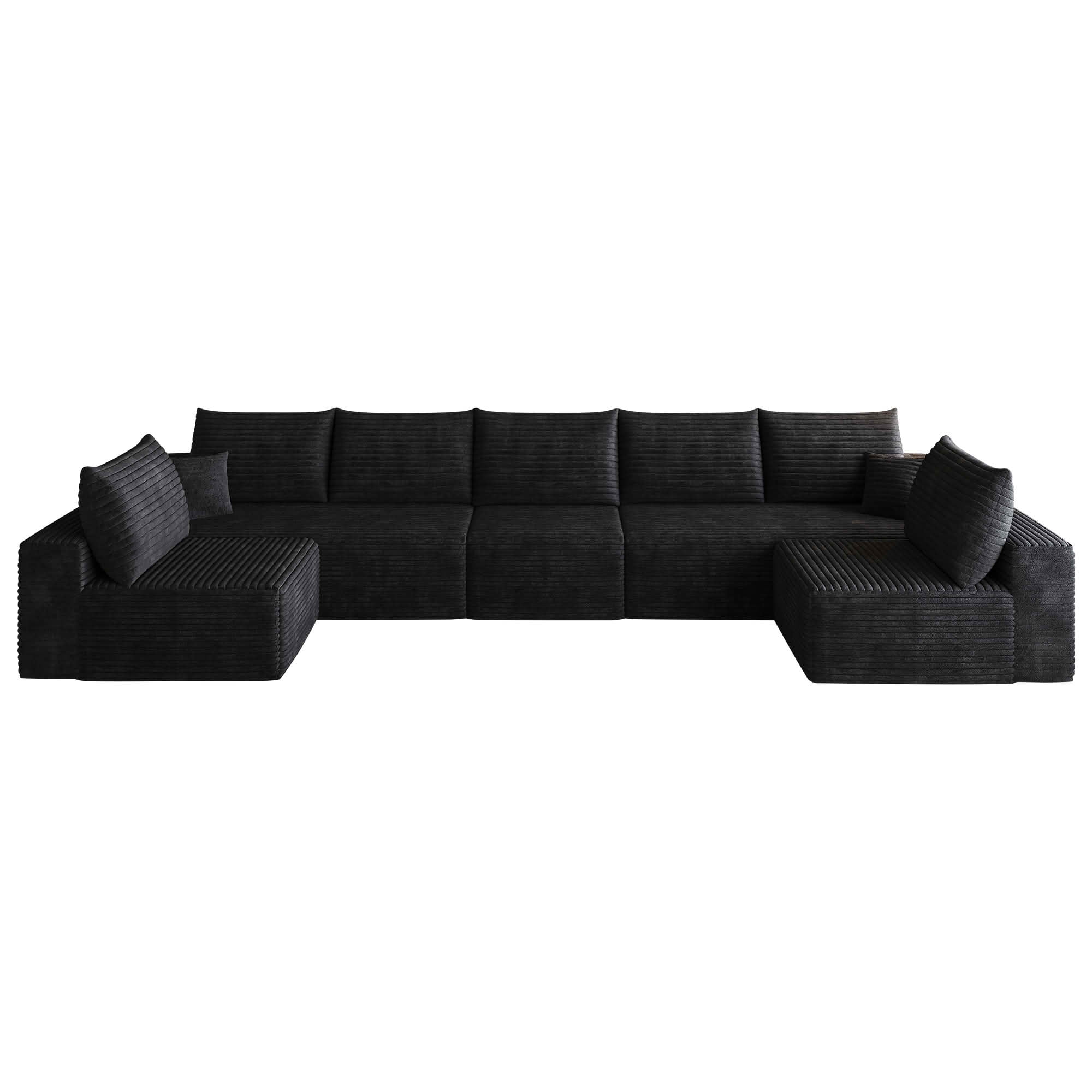 MAYEERTY 166 Inch U‑Shaped Cloud Sectional Sofa, Modern Minimalist Plush Corduroy Deep‑Seat Corner Couch, No Assembly Required for Living Room Apartment Bedroom