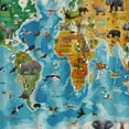 thumbnail image 5 of Orinice  4 Pcs Animal World Map Shower Curtain Set with Non-Slip Rugs, Toilet Lid Cover and Bath Mat, Kids Educational Shower Curtain with 12 Hooks, Geography Ocean Shower Curtains for Bathroom 69x72, 5 of 7