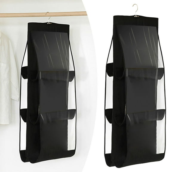Ctnporpo Storage Case Handbag Hanging Organizer 6 Pocket Hanging Purse Organizer Handbag Storage Hanger Cloth Closet Organizer for Family Closet Bedroom Foldable Storage Shelves Closet Organizers