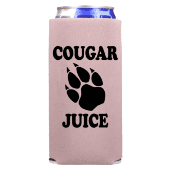 Cougar Juice Funny Slim Can Cooler, Drink Accessory for Spiked Seltzer, Party Favor and Gift Ideas, Skinny Coolie (Blush)