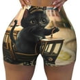 thumbnail image 2 of Balery Adorable Kitten On Mini Train Pantalones cortos de entrenamiento estampados para mujer, sin costuras, ajustados, para gimnasio, yoga, correr, deportes, ejercicio activo, fitness.-X-Large, 2 of 8