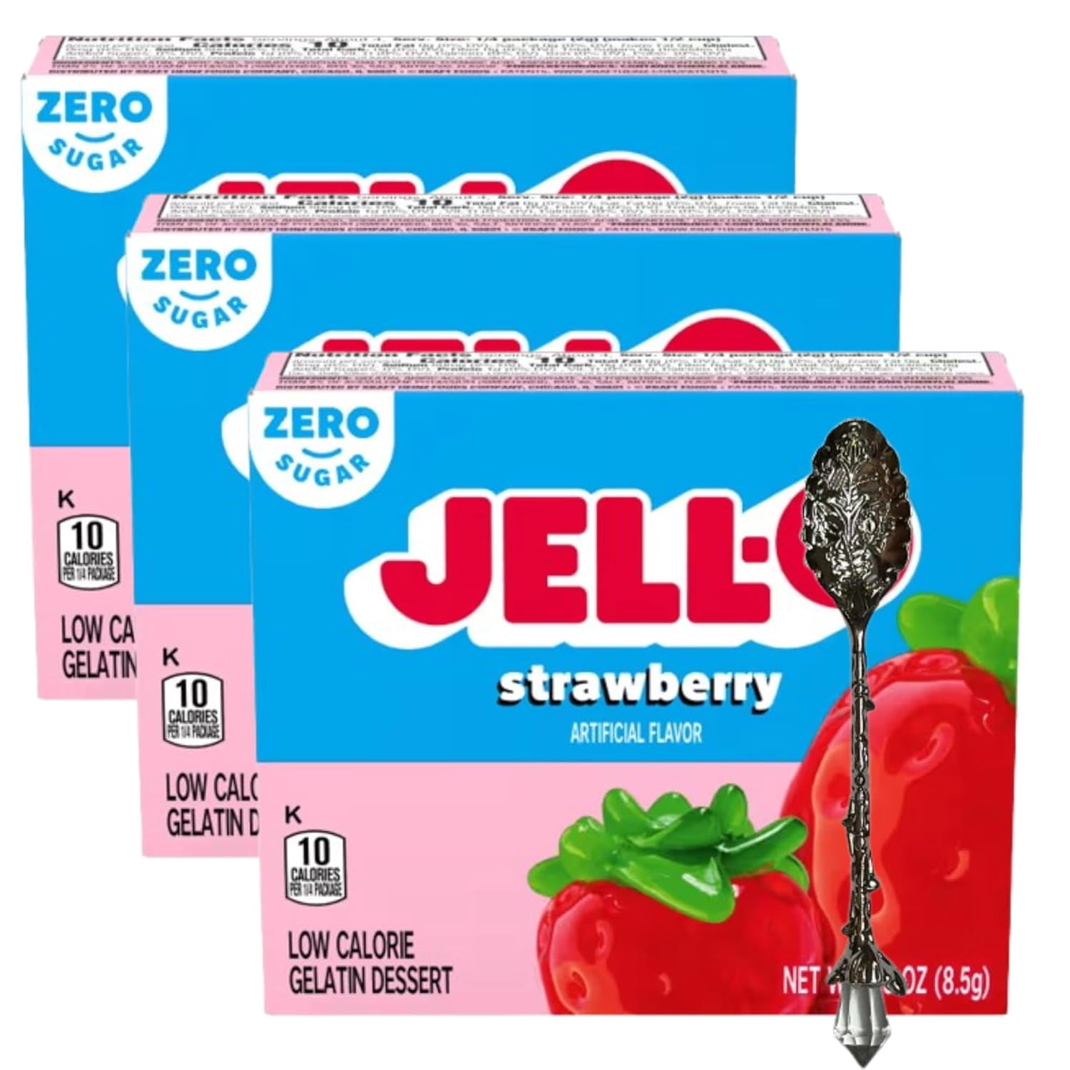 Jell-O Sugar Free Gelatin Dessert, Strawberry, 0.3 Ounce Pack of 2