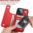 thumbnail image 4 of MYKOMI Compatible with iPhone 13 Pro Wallet Case with Card Holder, PU Leather Kickstand Card Slots Case, Double Magnetic Clasp Durable Shockproof Cover 6.1 Inch(Red), 4 of 7