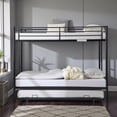 thumbnail image 2 of Tcbosik Bunk Bed with Trundle, Twin Over Twin Size Bed Frame with Side Ladders and Safety Guardrail, Heavy Duty Metal Slat Support, Easy Assembly, Black, 2 of 8