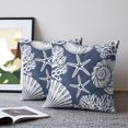 thumbnail image 2 of Pillow Covers 16x16 Set of 2, Navy Blue Starfish Coastal Throw Pillow Covers Decorative Couch Cushion Cover, Summer Coral Shell Beach Nautical Microfiber Soft Pillowcases for Bedroom Living Room Sofa, 2 of 9