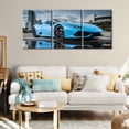 thumbnail image 4 of 3 Panel Modern Framed Landscape Artwork Giclee Canvas Prints Pictures Paintings on Canvas Wall art for Living Room Bedroom Home Office Decorations,Purple Sports car Poster - 12 x 24 inch x 3 Pieces, 4 of 6