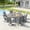 Graywood Table- Gray Chairs, variant on VOXBIN 5 Pieces Outdoor Dining Set for 4-40.6" Round Patio Table and 4 Swivel Chairs, Grey Wood Tabletop and Grey Fabric