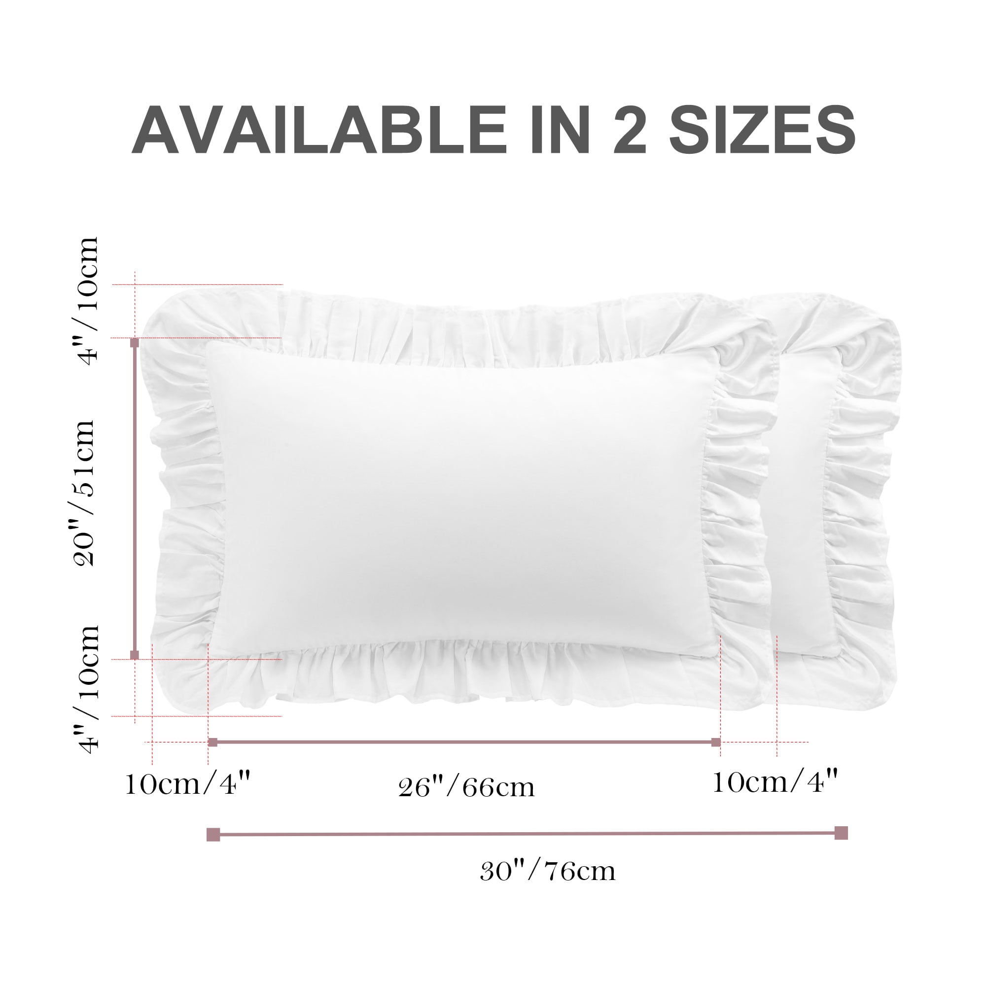 Unique Bargains 2 Pcs 100% Cotton Envelope Closure Ruffled Pillowcases White Standard