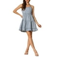 thumbnail image 2 of INSPIRE CHIC Denim Spaghetti Strap Dress for Women's Summer Tiered A-Line Sleeveless Jean Dresses XS Grey Blue, 2 of 5