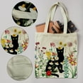 thumbnail image 4 of Black Cat Canvas Tote Bag with Zipper Pockets Vintage Flowers Cute Tote Bag Aesthetic Reusable Shopping Grocery Bags Birthday Gifts for Women, 4 of 7
