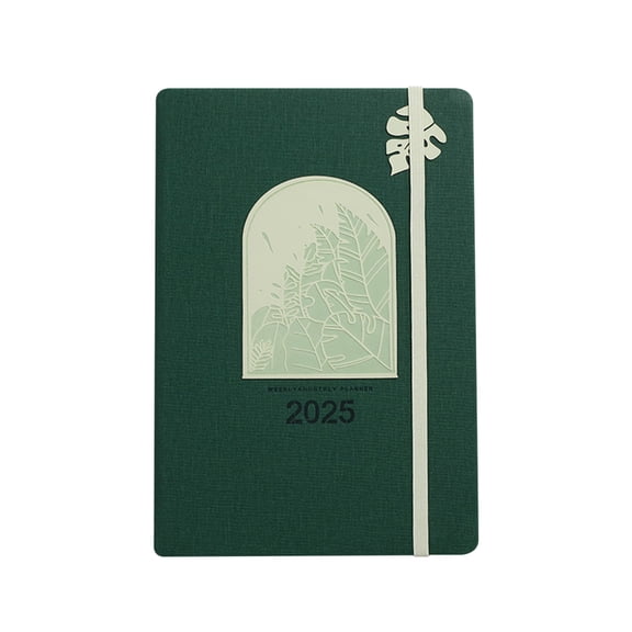 QVNFKO 2025 Planner Academic Journal Weekly Monthly Planner Journal with Elastic Band Pen Holder Timetable Green 214