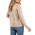 thumbnail image 4 of Edvintorg V Neck Sweaters for Women Plus Size Long Sleeve Casual Lightweight Knit Sweater Womens Clothing Khaki XXL, 4 of 7