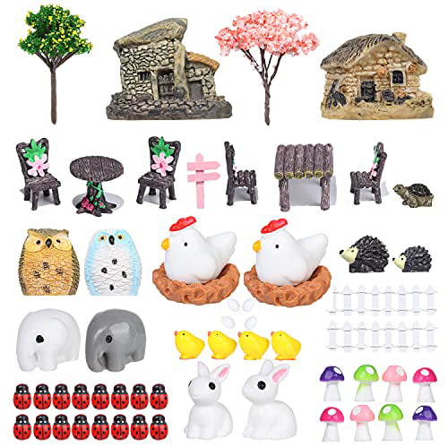 60 Pieces Miniature Fairy Garden Accessories Mini Animals Miniature Figurines