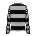 thumbnail image 3 of Oplxuo Womens Striped Color Block Oversized Sweatshirts Loose Fit Collar V Neck Long Sleeve Pullover Tops Fall Tunic T-Shirts, 3 of 6