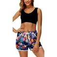 thumbnail image 3 of Women 4th of July Board Shorts Hawaiian Tropical Print Beach Swim Shorts with Pockets, 3 of 10