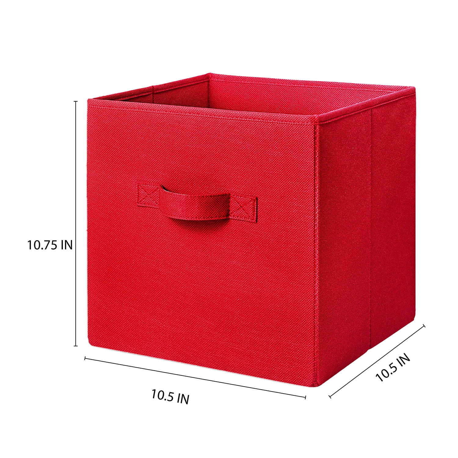 Mainstays Collegiate Collapsible Fabric Bins 10.5X10.5, Red Engine, 4 Pack