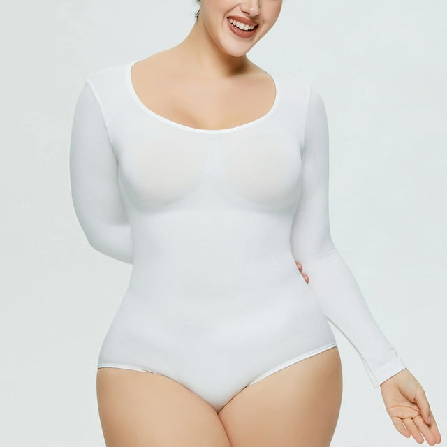 Body moldeador de manga corta para mujer, mono ajustado de moda con colores sólidos, mono moldeador de manga larga, moldeador corporal para mujer.
