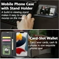 thumbnail image 3 of Premium PU Leather Flip Folio Case for iPhone 15 Plus, Magnetic Closure Protective Case Kickstand Function Card Cash Slots Shockproof Durable Wallet Cover Soft TPU Inner Phone Case - Black, 3 of 9