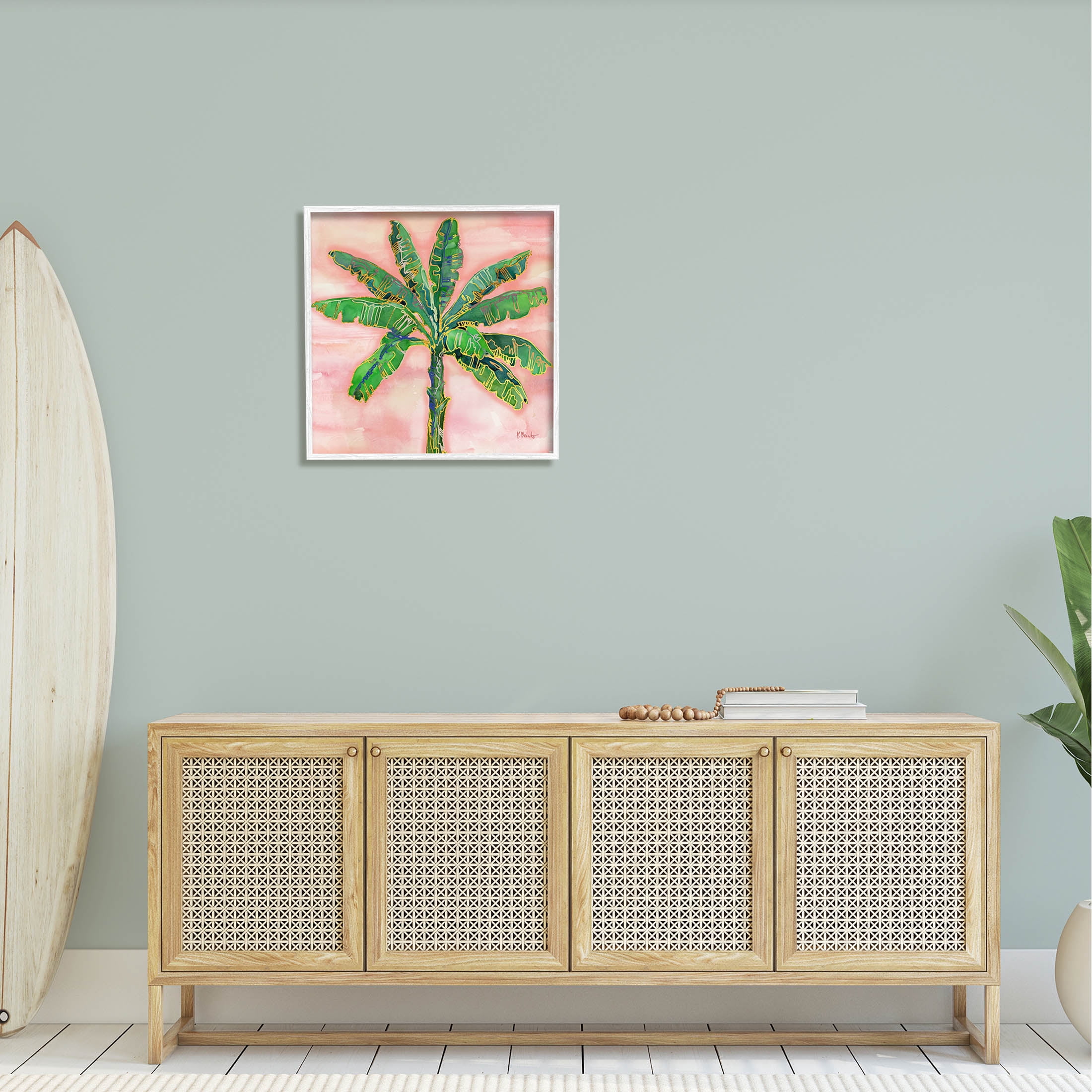 Tropical Nature Palm Sunrise Botanical & Floral Graphic Art White Framed Art Print Wall Art