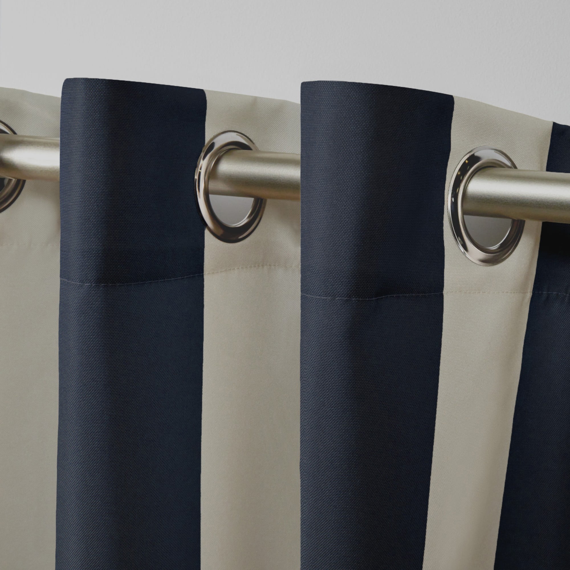 Exclusive Home Canopy Stripe Indoor Outdoor Grommet Top Curtain Panel Pair, 54"x108", Navy Sand
