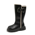 thumbnail image 4 of AUNVITO Girls Fleece-Lined Mid-Calf Boots with Bowknot Detail Round Toe Casual Fashion Ankle Boots for 5-12Y Performance & Fashion Show, 4 of 8