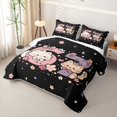 thumbnail image 3 of Manfei Cute Pet Bow Cat Twin Quilt Set, Cartoon 67 Number Twin Coverlet Set, Black Pink, 2pcs, 1 Bedspread and 1 Pillowcase, 3 of 7