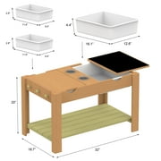 MindWare Sensory Sprouts Sensory Table, Sturdy Wood Table Includes 3 Sensory Bins, 2 Cups and 3 Hooks, Indoor/Outdoor Sensory Play for Kids Ages 3 and Up