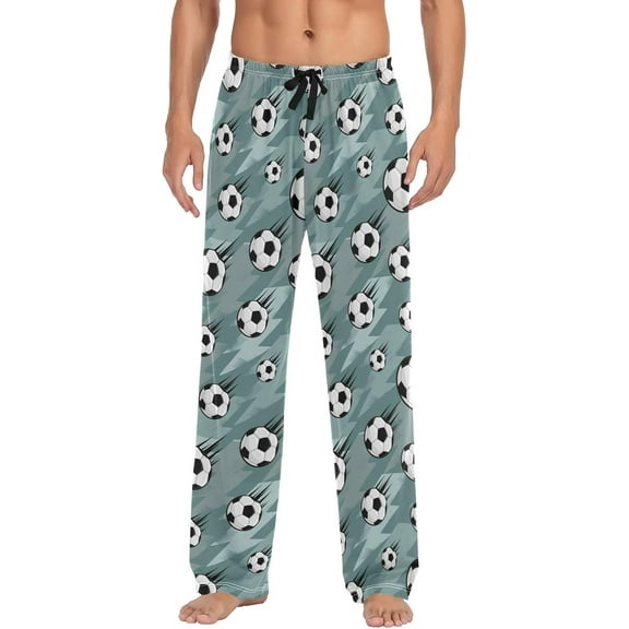 Top-kevin Soccer Ball Cotton Mens Pajama Bottoms Pj Pants Men with Pockets S