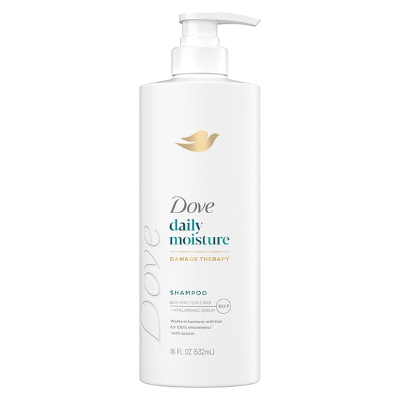 Dove Damage Therapy Shampoo for Dry Hair Daily Moisture with Bio-Protein Care Technology and Hyaluronic Serum, 18 Fl Oz