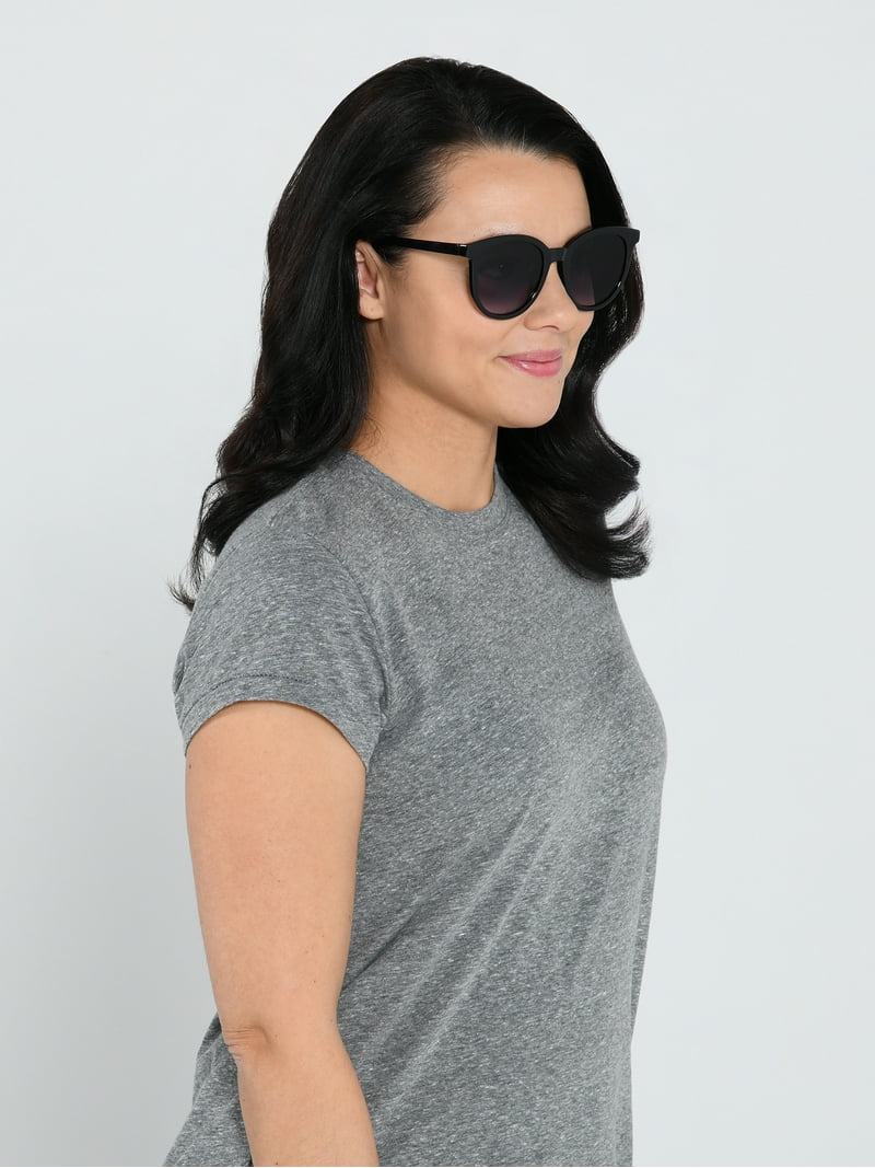 Sunsentials by Foster Grant Black Round Unisex Sunglasses