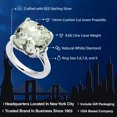 thumbnail image 2 of Gem Stone King 9.66 Cttw Green Prasiolite and White Diamond Engagement Ring | 925 Sterling Silver | 14MM Cushion Checkerboard | Wedding Engagement Anniversary Promise Ring for Women (Size 6), 2 of 5
