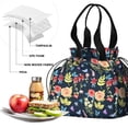 thumbnail image 4 of Pioneer Flower Floral Print Pattern Drawstring Lunch Bag Women - Drawstring Lunch Bag Insulated for Work Office - Stain-Resistant Large Lunchbags for Women with Multi-Pockets, 4 of 6